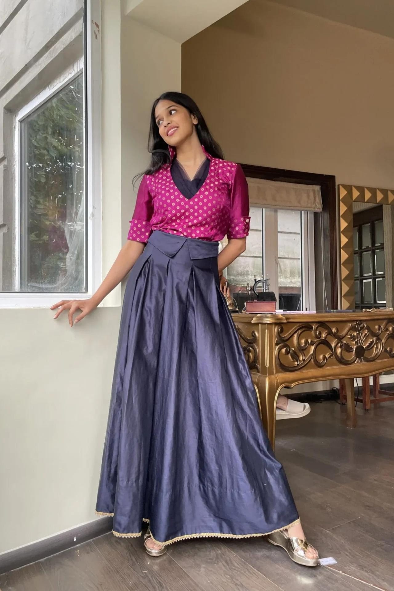 Blue Brocade Jacket-2